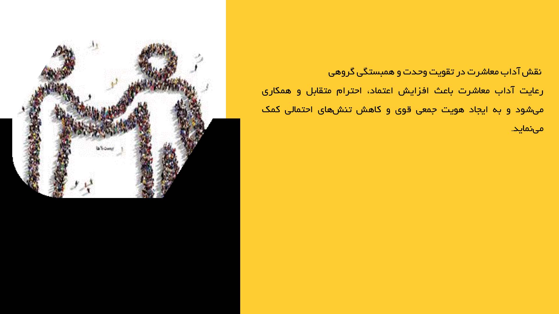 پاورپوینت در مورد آداب معاشرت در گروه‌های مذهبی و اجتماعی